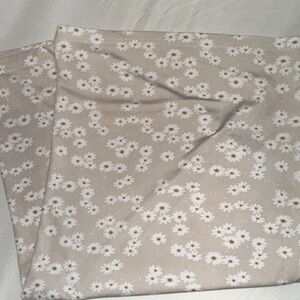 Floral Beige Fabric with White Daisies